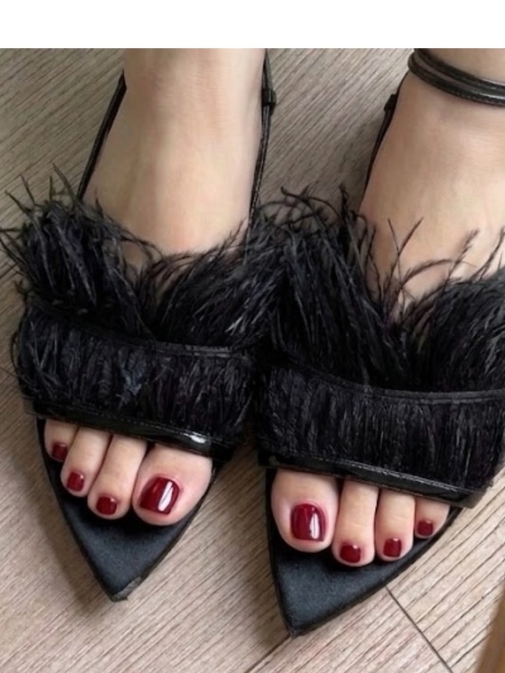 AUTHENTIC YSL FLAT SANDALS DECORATED WITH FEATHERS SIZE 8 - Picture 10 of 11